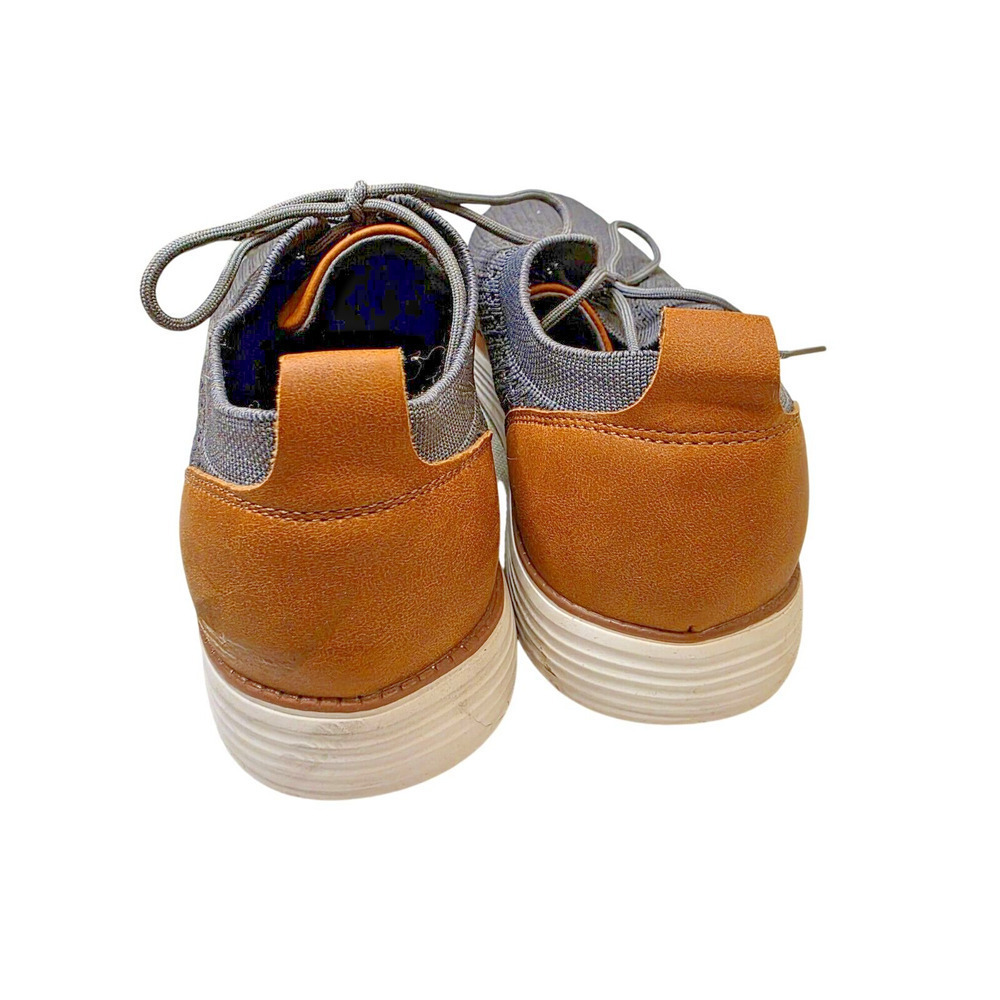Athlefit Mens Casual Knit Sneakers Size‎ 9 Gray & Brown With Faux Leather Accent - Picture 10 of 15